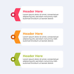 Three colorful headers with placeholders.
