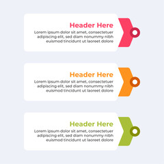 Three colorful headers with placeholders.