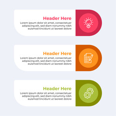 Three colorful headers with placeholders.