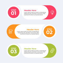 Three colorful headers with placeholders.
