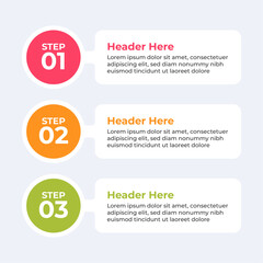 Three colorful headers with placeholders.