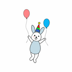 rabbit with balloons