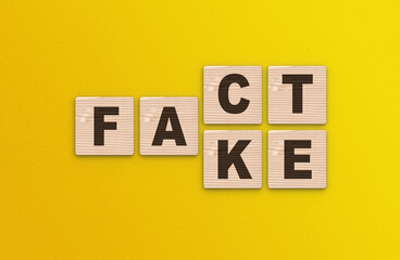 wooden blocks turning message to Fact vs Fake