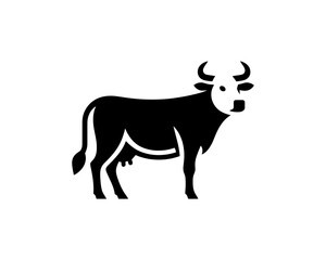 Cow full body logo in minimal vector art