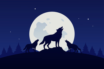 wolf howling at the moon
