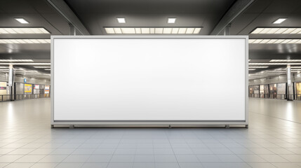 Obraz premium Blank white billboard display sample at airport marketing display promotion