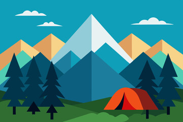 camping ground in the top of wild forest with beau.svg