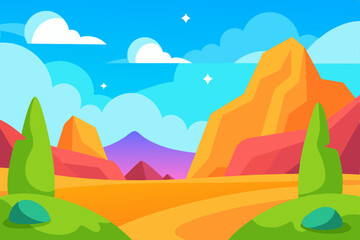 cheerful landscape illustration cartoonstyle scene.svg