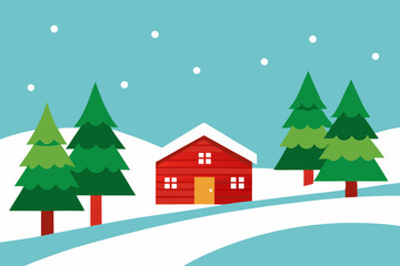 Naklejka premium christmas tree farm covered in snow .svg