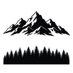 Pine Tree Silhouette Vector Set Featuring Natural Forest Elements.