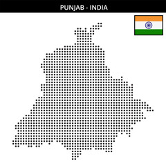 Fototapeta premium Medium dots map of punjab in India