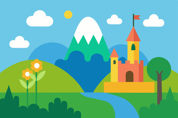 Naklejka premium landscape with fairytale elements .svg
