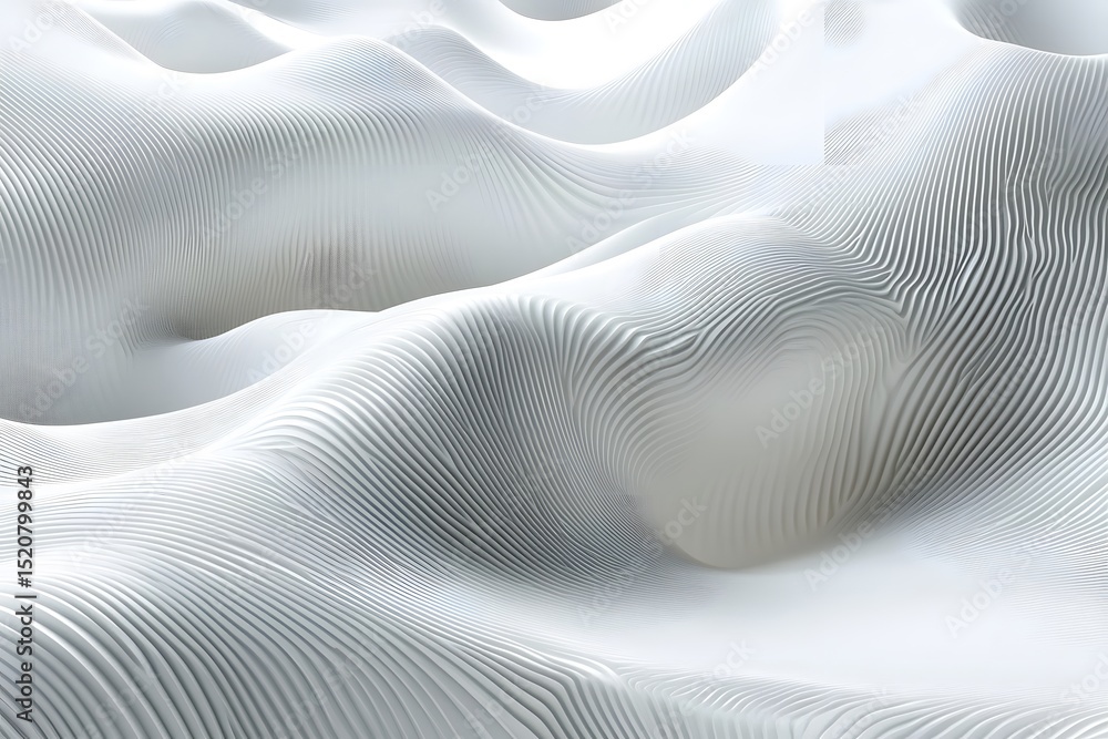 Fototapete abstract white background with a wavy texture, a 3d rendering illustration of elegant lines and wave