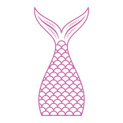 Pink Outlined Mermaid Tail with Scale and Dot Details