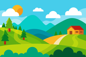 Fototapeta premium summer countryside landscape .svg