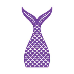 Stylized Purple Mermaid Tail with White Scale and Dot Details