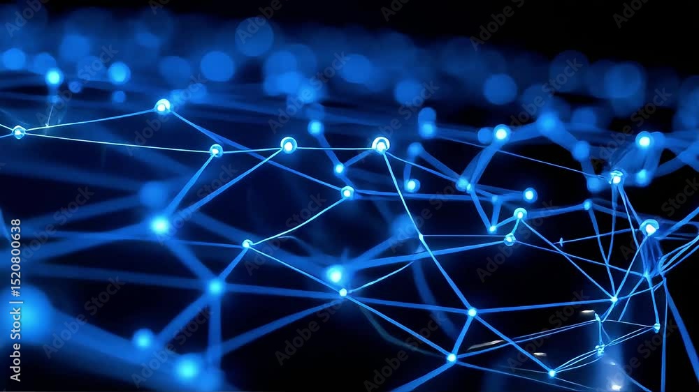 Poster dynamic blue network: abstract connections in motion