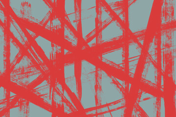 Energetic Abstract Composition of Red Brushstrokes