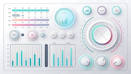 Modern user interface design with data visualization charts and futuristic digital interface elements
