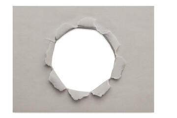 Jagged paper edges forming circular cutout revealing white background, transparent overlay for graphic design projects