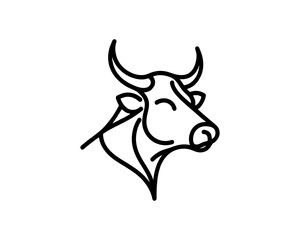 Creative cow head logo in line art
