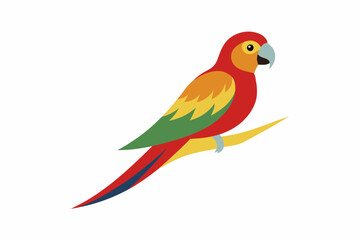Fototapeta premium Colorful Parrot Perched on a Branch with a Minimalist Design and Vibrant Colors on a White Background