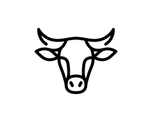 Cow head line art symbol for branding