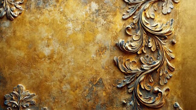 Ornate gold textured background with carvings