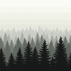 Pine Tree Silhouette Vector Set Featuring Natural Forest Elements.