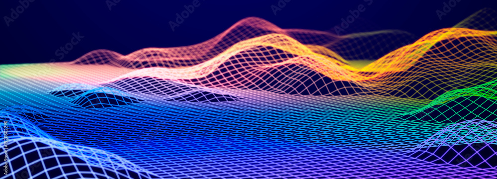Aufkleber abstract illustration with connected dots and lines. digital network background. the concept of scie