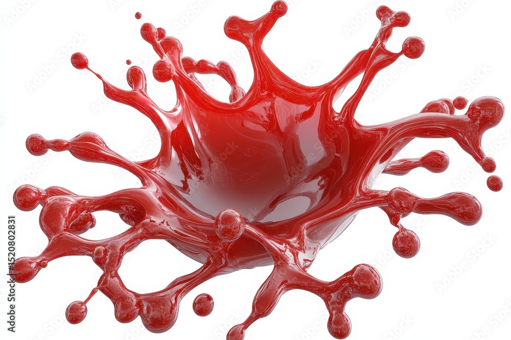 Poster dynamic splash of red liquid creates abstract shapes in a vibrant display, abstract of red liquid sp