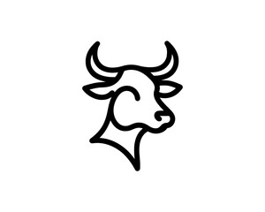 Minimal outline cow head for vector branding