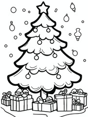 Christmas Tree Full of Presents - Fun Holiday Coloring Page