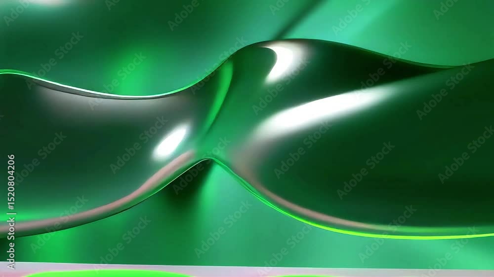 Poster abstract green liquid wave motion: dynamic fluid simulation