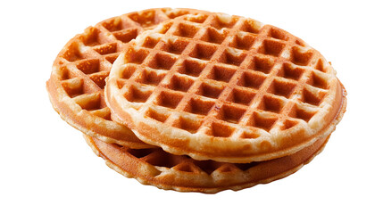 A delightful stack of golden brown waffles ready for Sunday brunch on transparent background