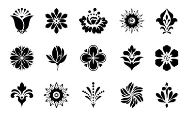 Flower icons set. Isolated elements for design. Vector graphics.