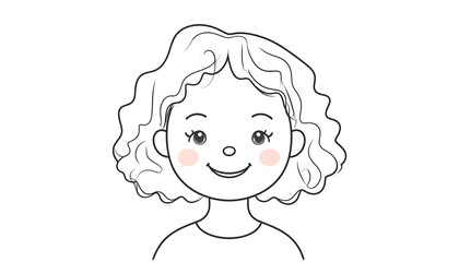 Obraz premium Soft minimalist illustration of a kawaii girl in profile, modern and artistic design.
