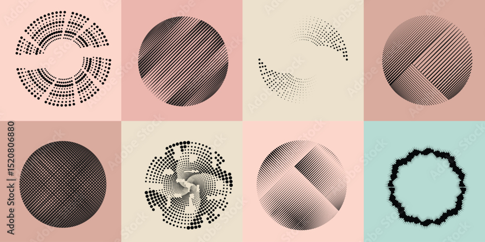 Poster lines and dots in circle form .rotate rounded shape vector illustration .rotating dots form a circle