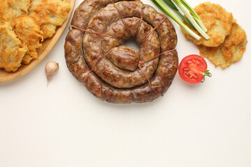 Traditional food of Ukraine is homemade sausage and buckwheat porridge.