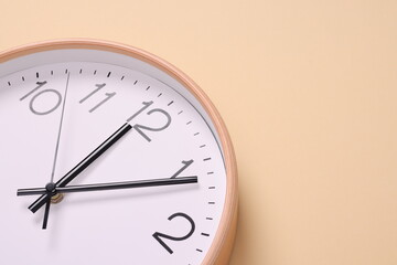 Close-up of a wall clock. The concept of time and work time is valuable for life, Alarm clock...