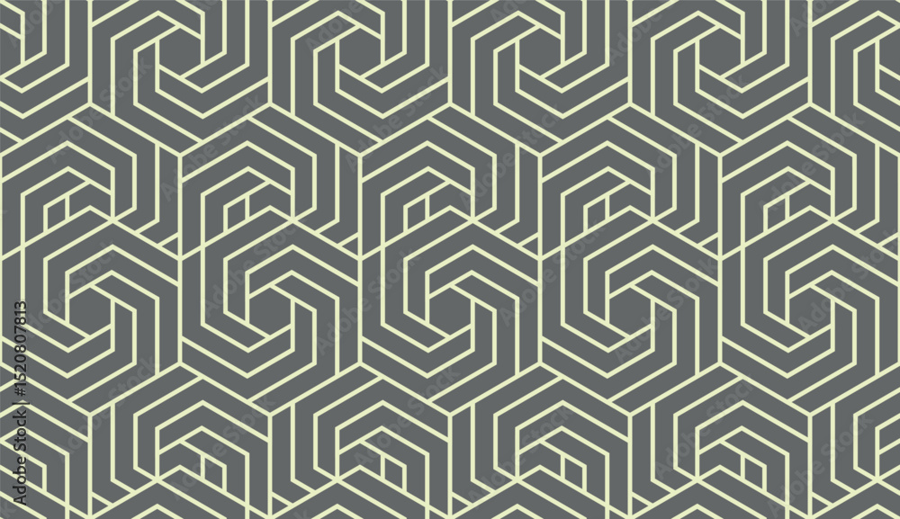 Poster Abstract geometric pattern with stripes, lines. Seamless vector background. Gray and beige ornament. Simple lattice graphic design