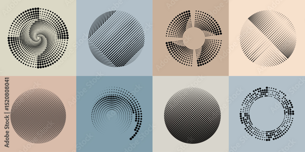 Poster lines and dots in circle form .rotate rounded shape vector illustration .rotating dots form a circle