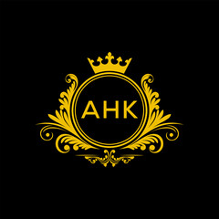 Initial AHK Letter Linked Logo for business and company identity. Modern AHK Letter Logo Vector Template with modern trendy golden logo.
