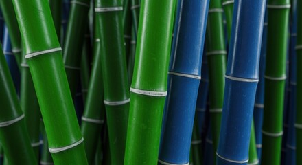 Obraz premium Colorful bamboo stalks create a vibrant design.