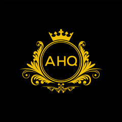 Initial AHQ Letter Linked Logo for business and company identity. Modern AHQ Letter Logo Vector Template with modern trendy golden logo.
