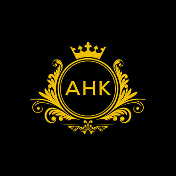 Initial AHK Letter Linked Logo for business and company identity. Modern AHK Letter Logo Vector Template with modern trendy golden logo.
