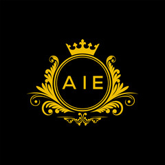 Initial AIE Letter Linked Logo for business and company identity. Modern AIE Letter Logo Vector Template with modern trendy golden logo.
