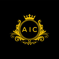 Initial AIC Letter Linked Logo for business and company identity. Modern AIC Letter Logo Vector Template with modern trendy golden logo.
