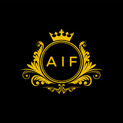 Initial AIF Letter Linked Logo for business and company identity. Modern AIF Letter Logo Vector Template with modern trendy golden logo.
