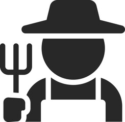 Farmer solid icon used in farming tools, agriculture, and rural labor design concepts.